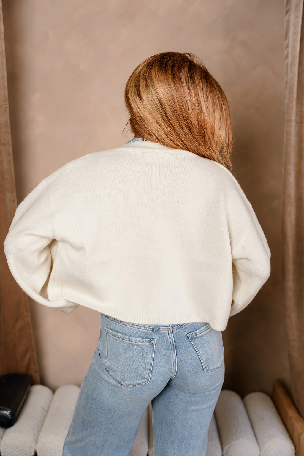 Brynn Cream Knit Open Cardigan - Image 4