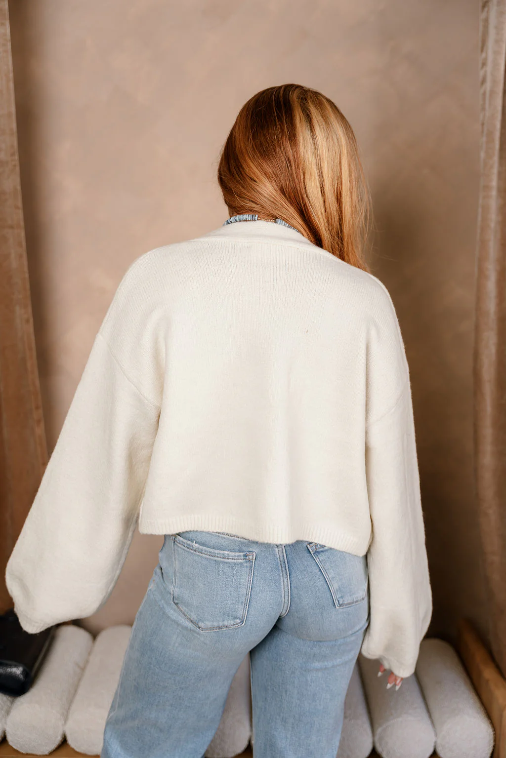 Brynn Cream Knit Open Cardigan - Image 5