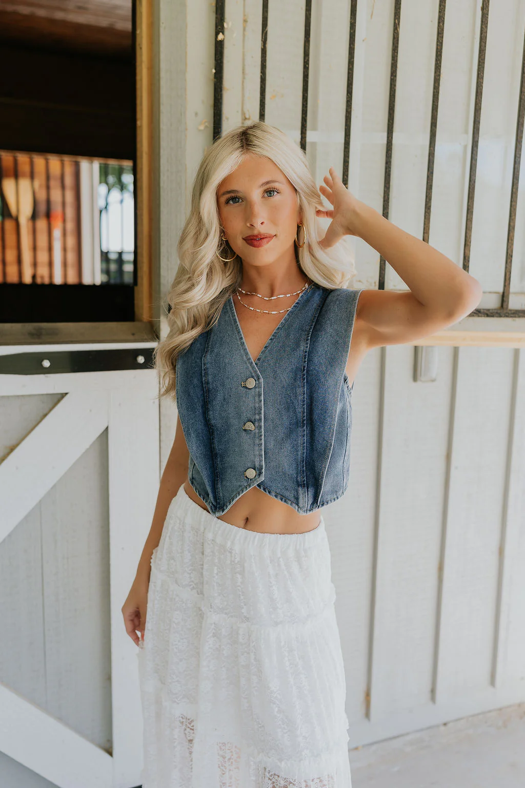Brynn Medium Denim Button-Up Vest - Image 5