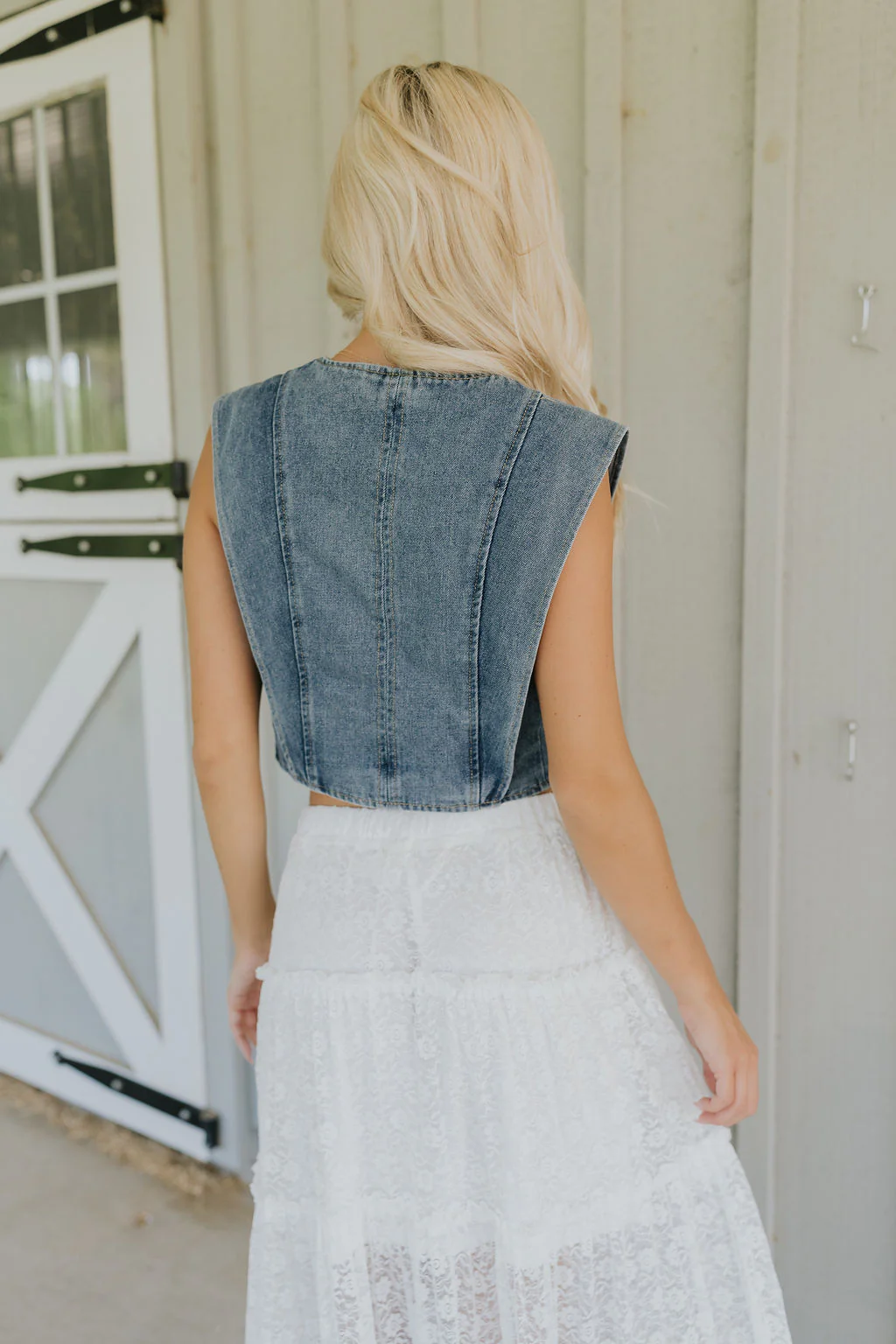 Brynn Medium Denim Button-Up Vest - Image 6