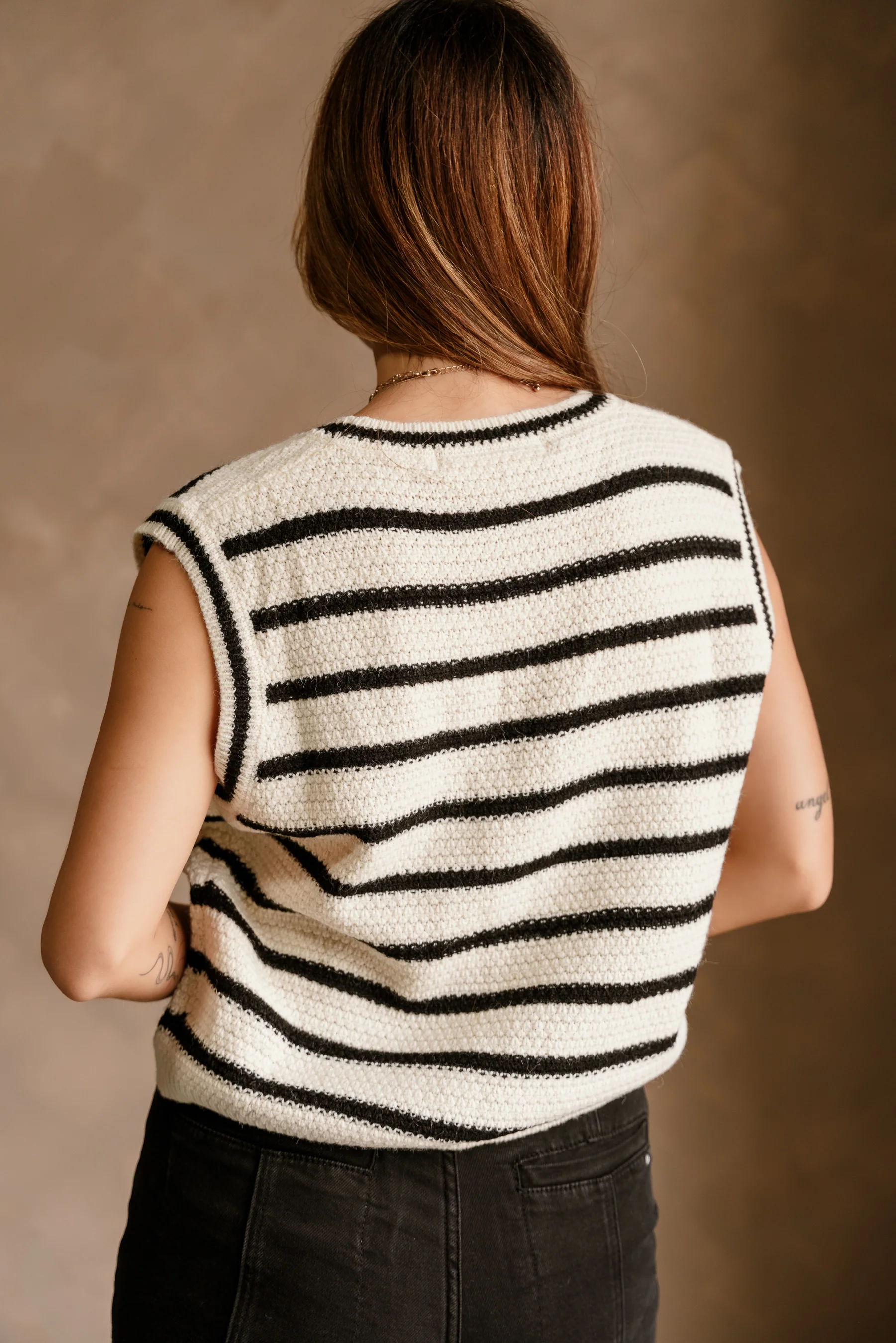 Brynn White & Black Stripe Button-Up Vest - Image 4
