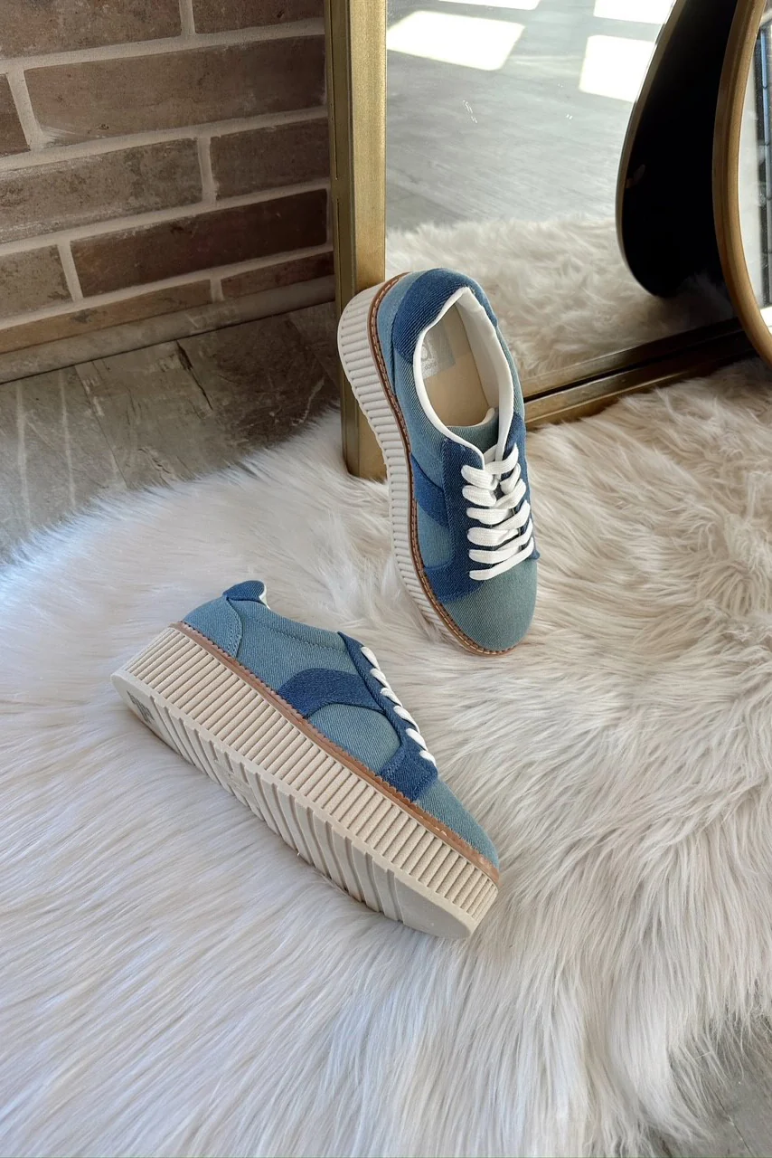 Bubbles Platform Sneaker in Denim - Image 2