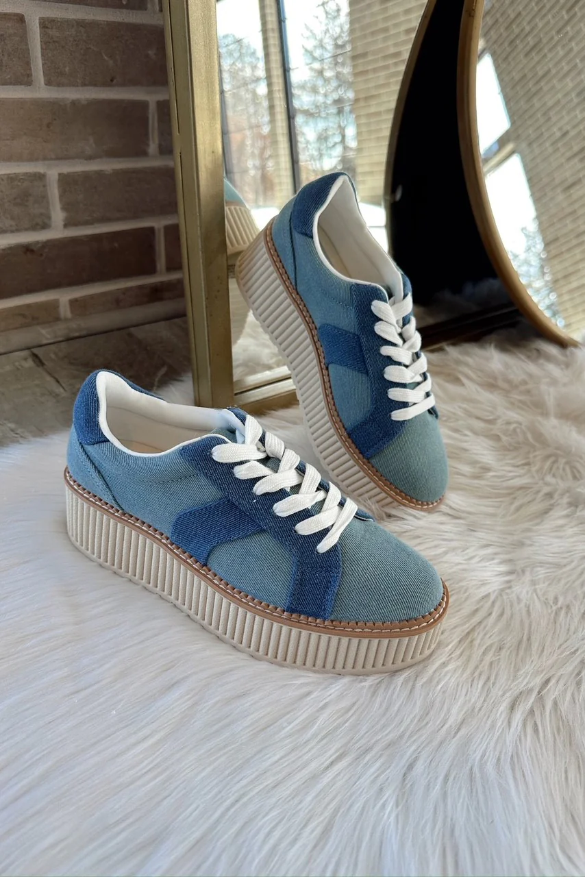 Bubbles Platform Sneaker in Denim - Image 4