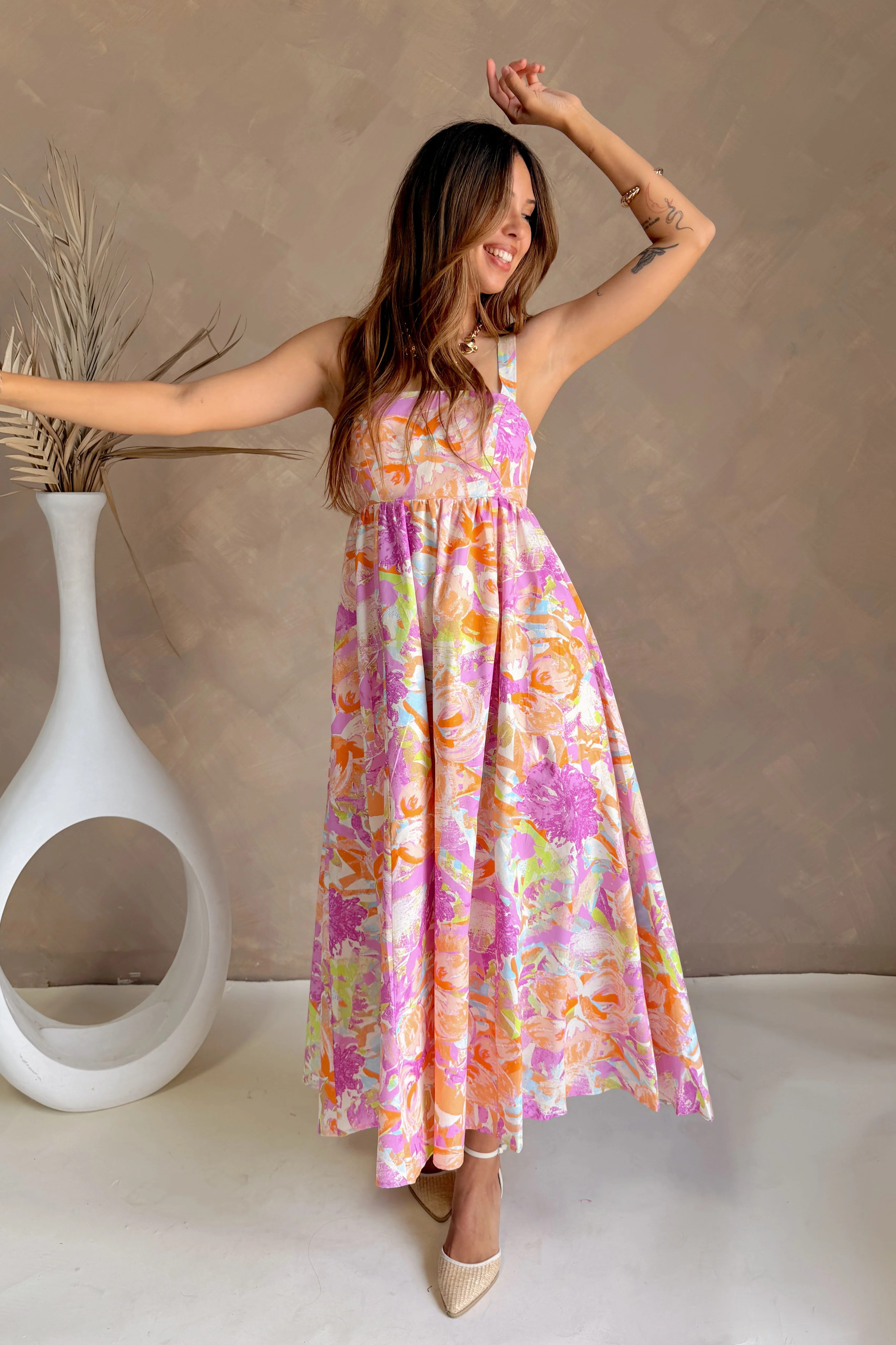 Cali Multi Floral Print Midi Dress - Image 7