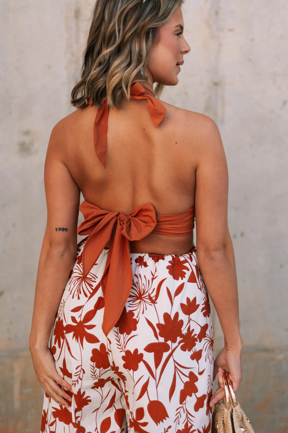Cali Rust & Cream Cutout Floral Jumpsuit - Image 3