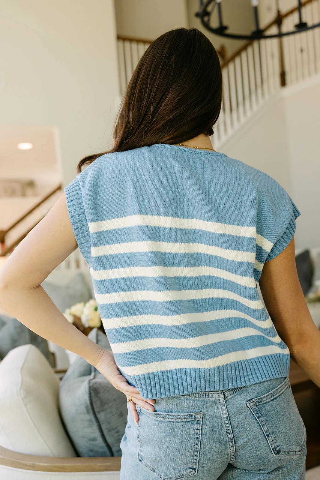 Calla Blue & White Striped Tank Top - Image 4