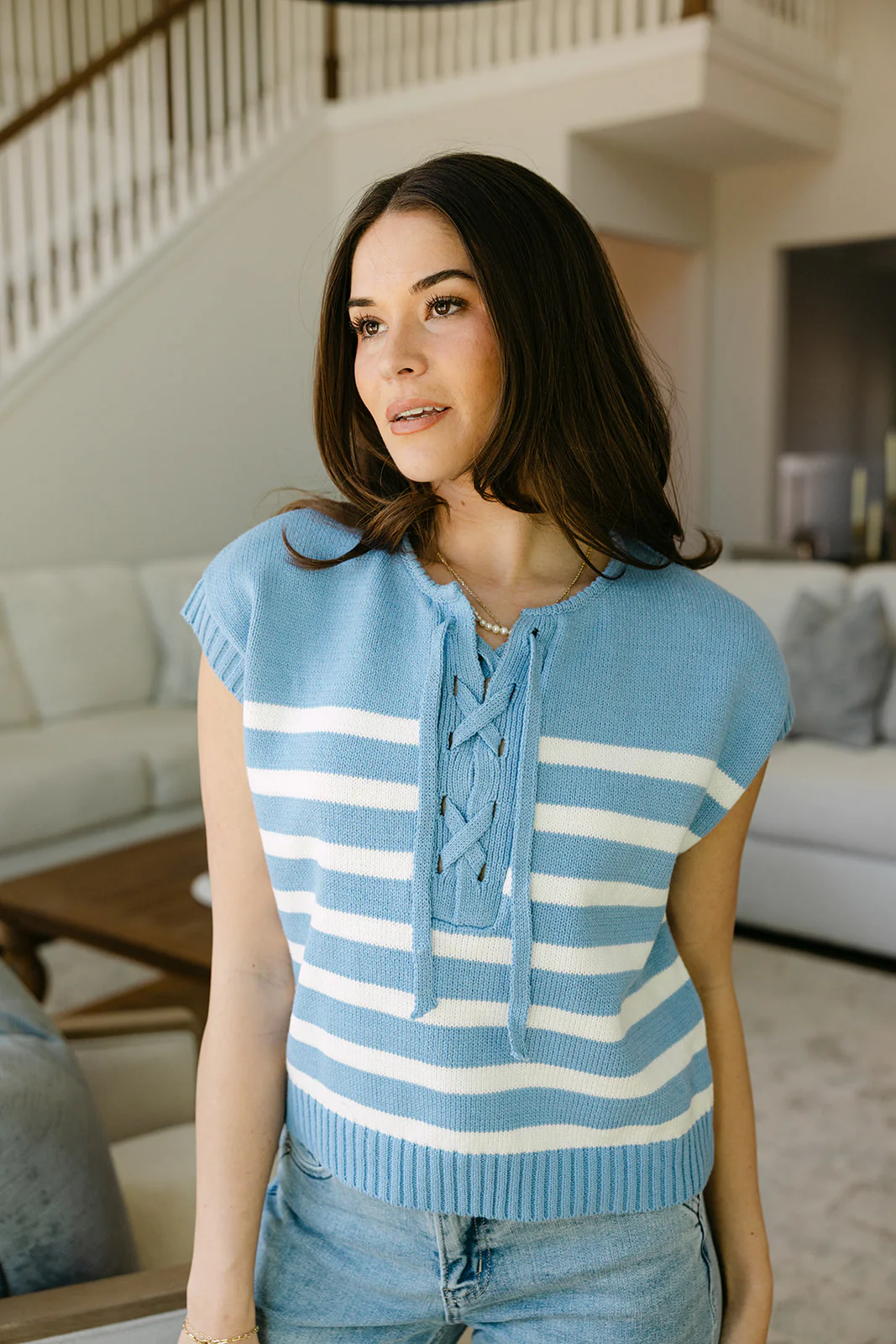 Calla Blue & White Striped Tank Top - Image 6