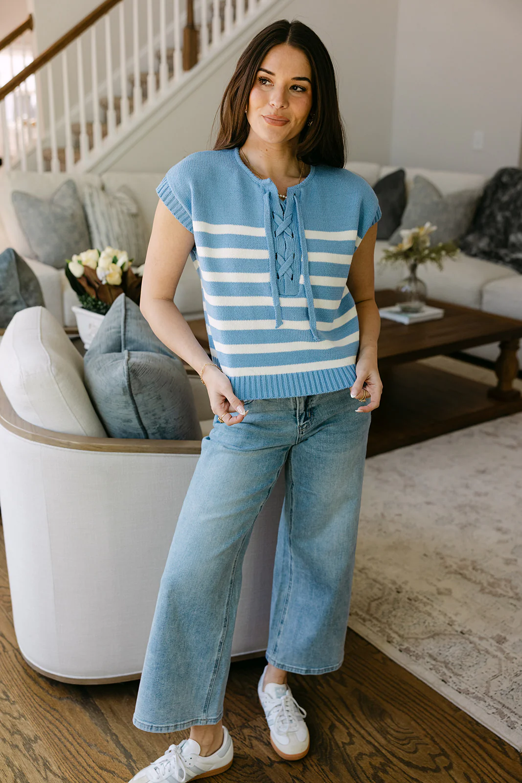 Calla Blue & White Striped Tank Top - Image 7