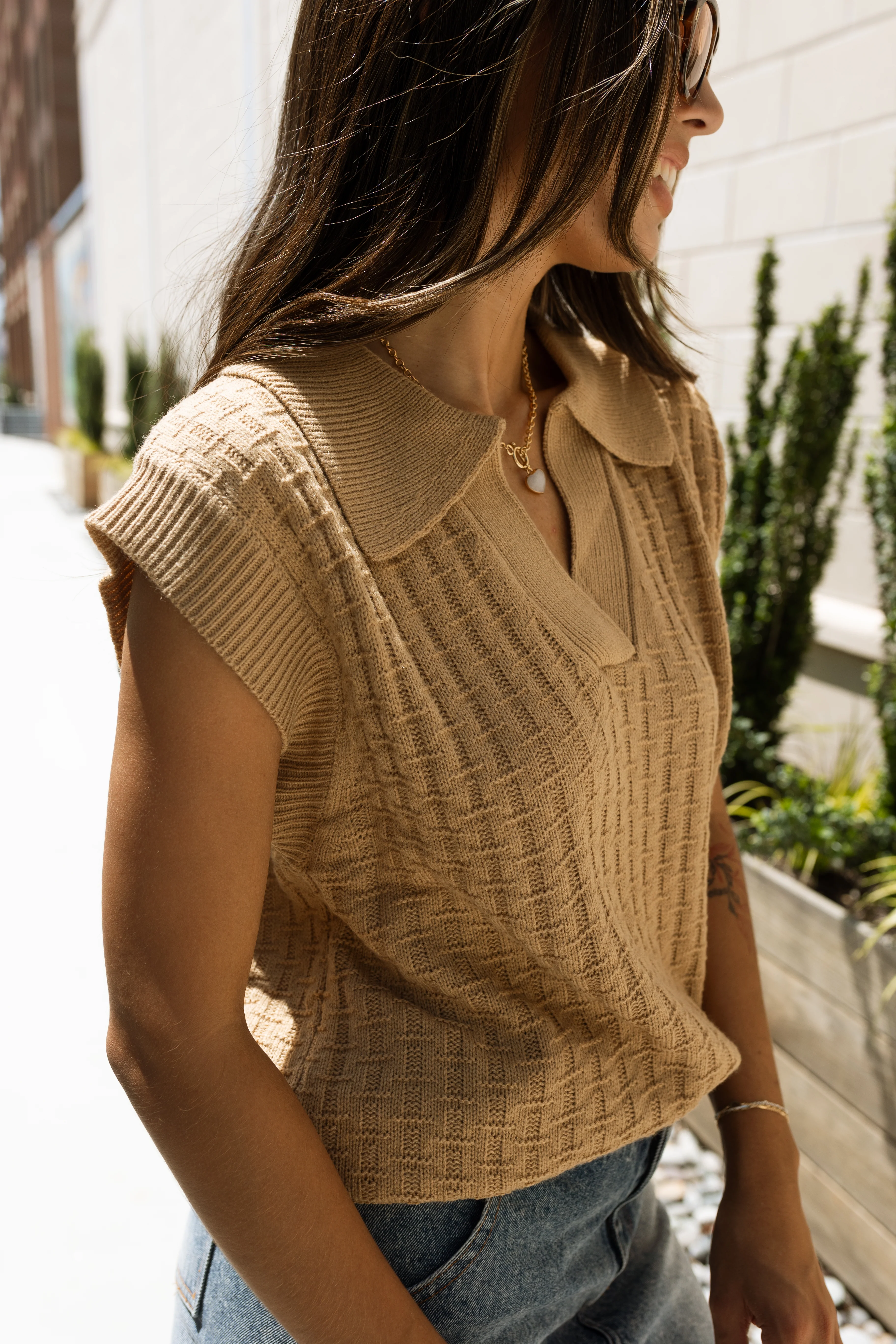 Calla Light Brown Collared Tank - Image 2