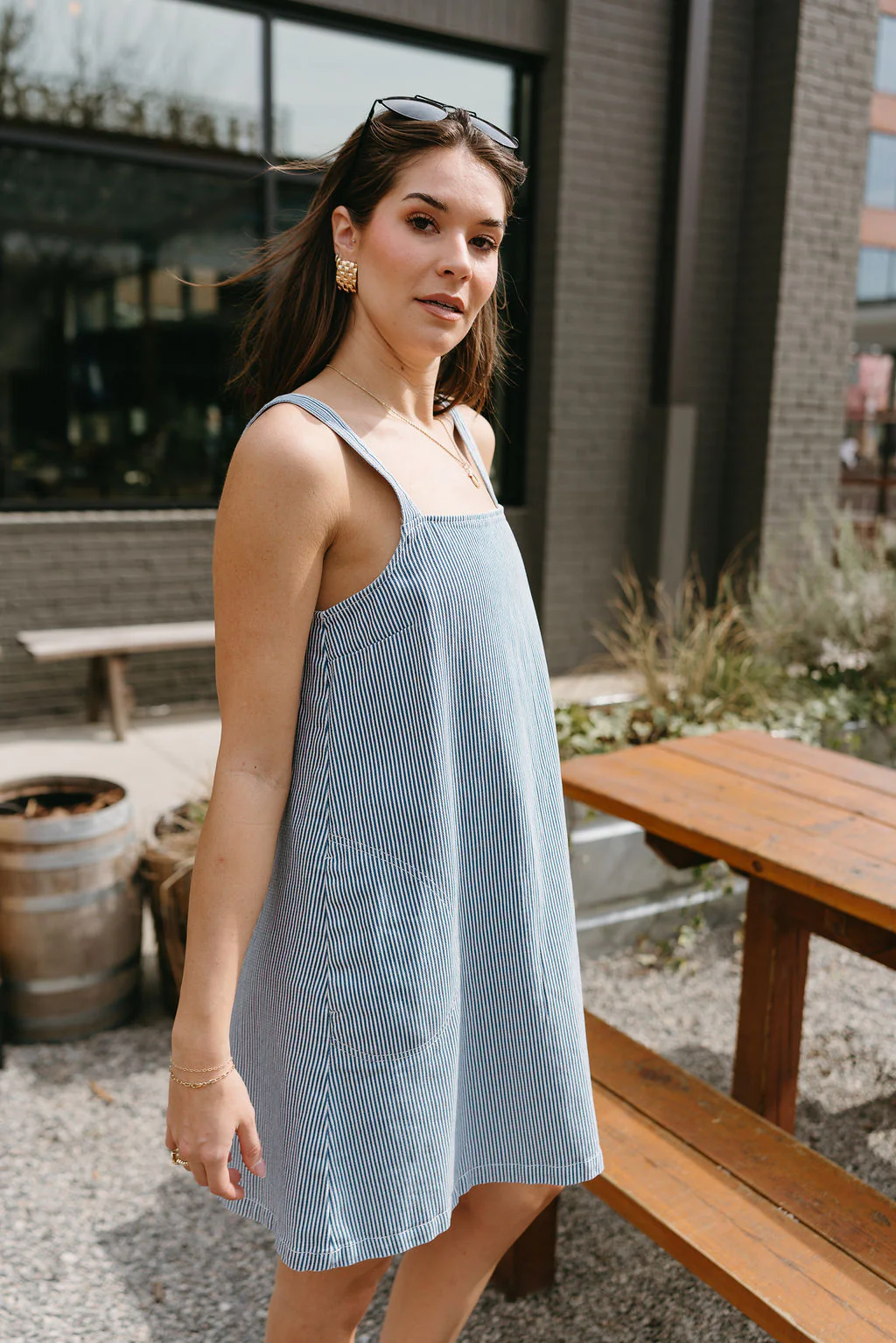 Callie Navy & White Stripe Dress - Image 5