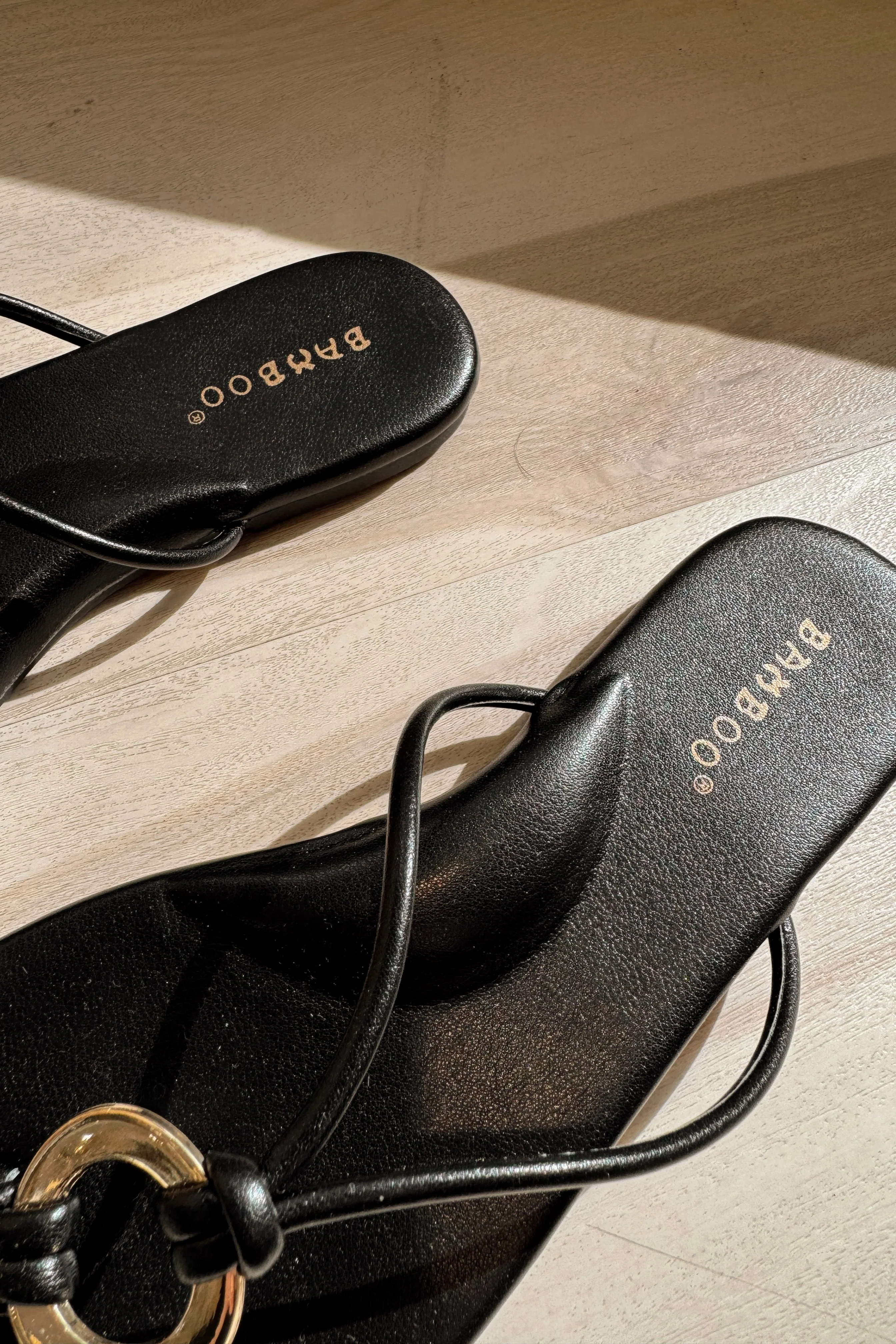 Cambria Black & Gold Metal Thong Sandal - Image 7