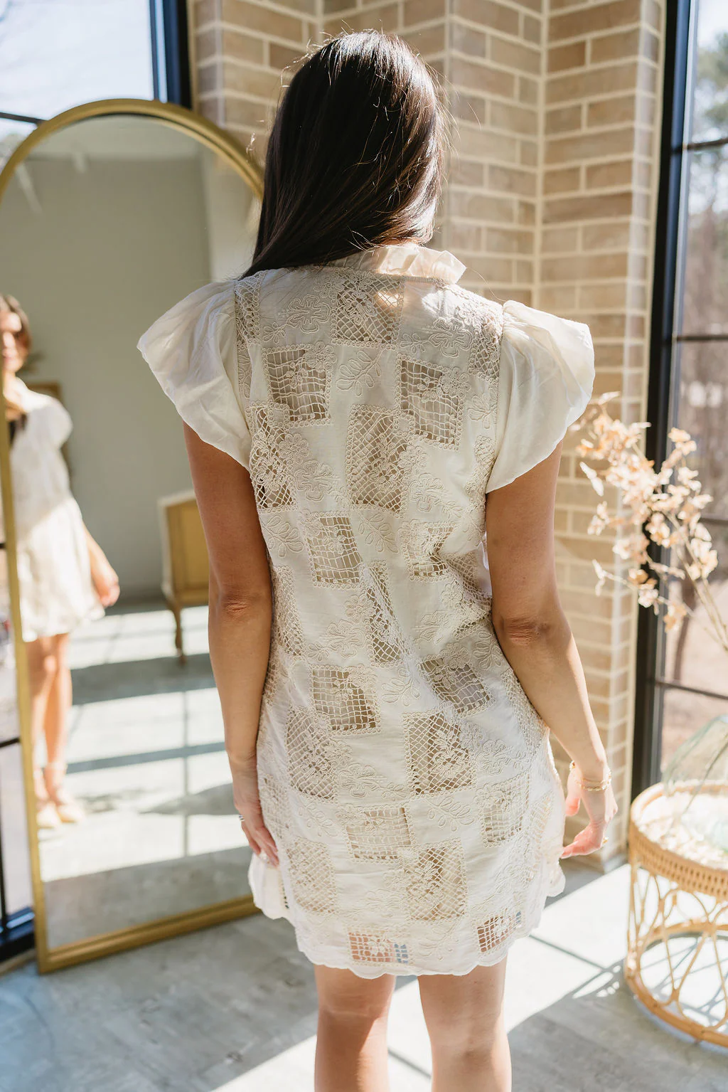 Camden Natural Crochet Floral Mini Dress - Image 7