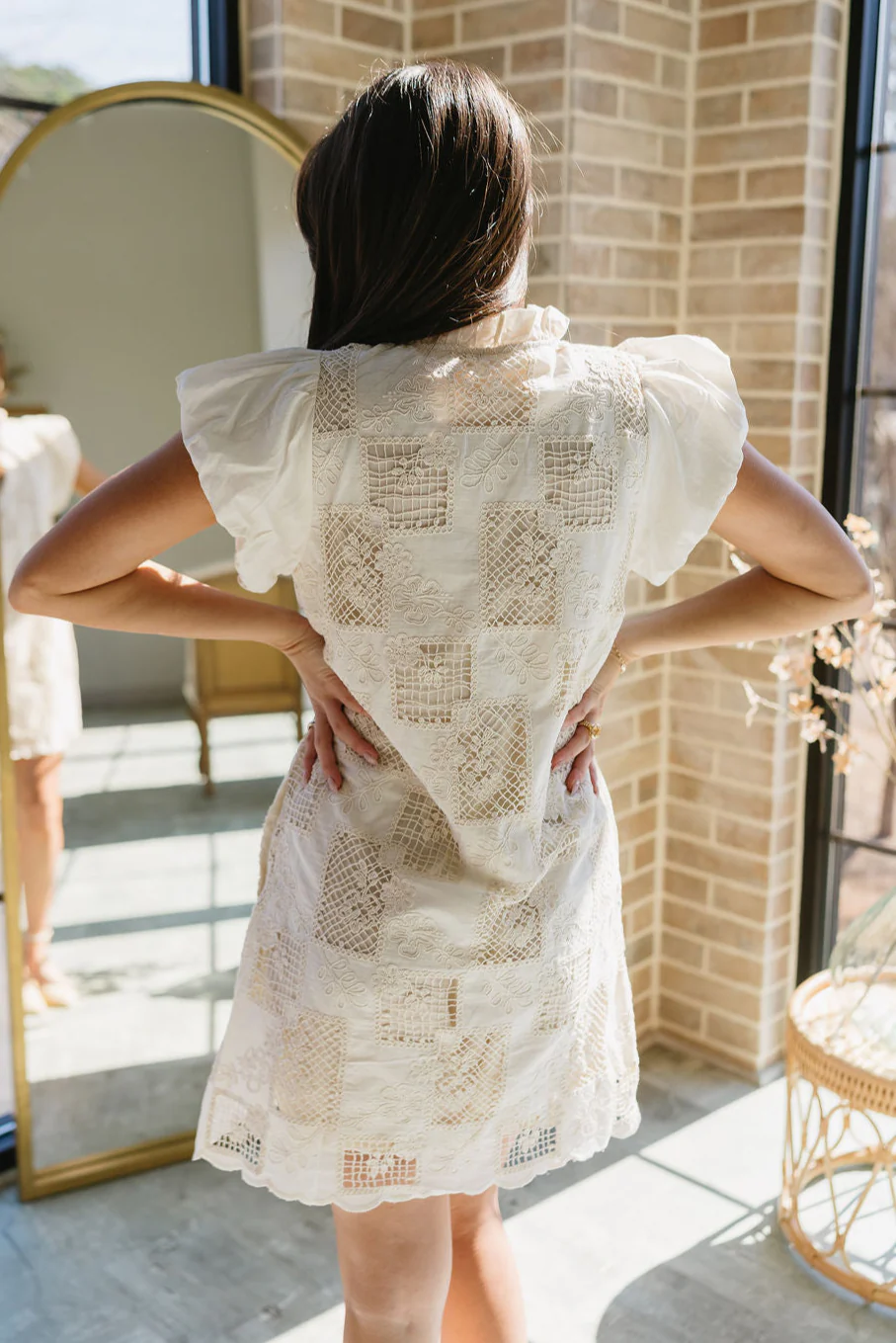 Camden Natural Crochet Floral Mini Dress - Image 8
