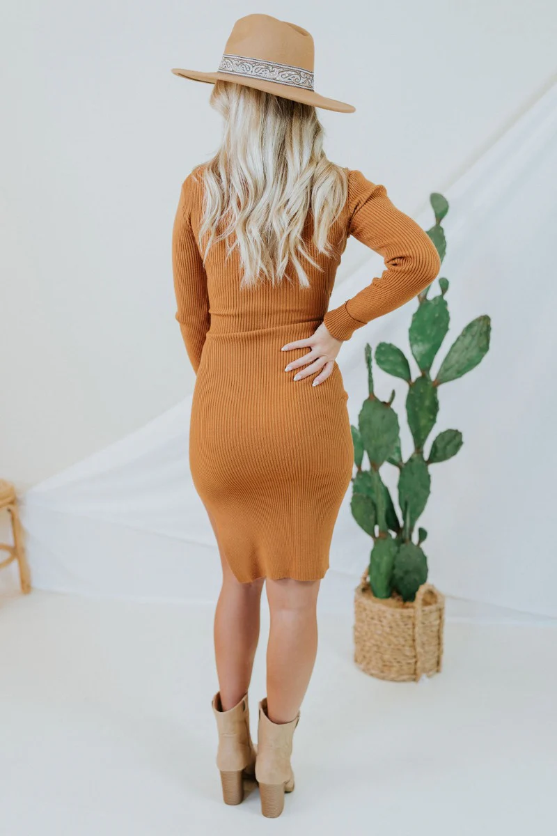 Slipped Away Mini Dress in Camel - Image 6