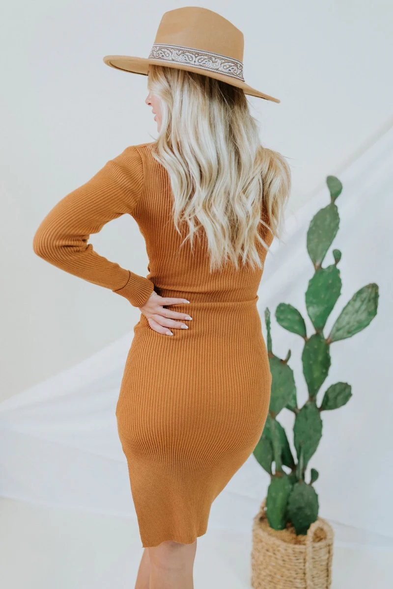 Slipped Away Mini Dress in Camel - Image 7