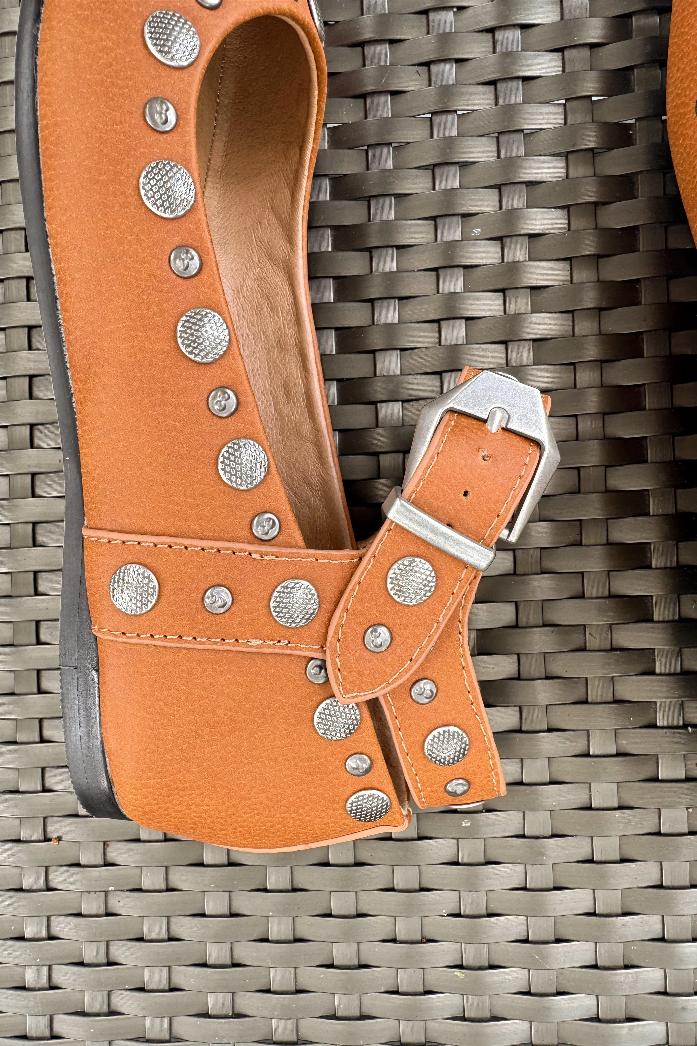 Mystic Camel Studded Ankle Strap Flat - Image 4