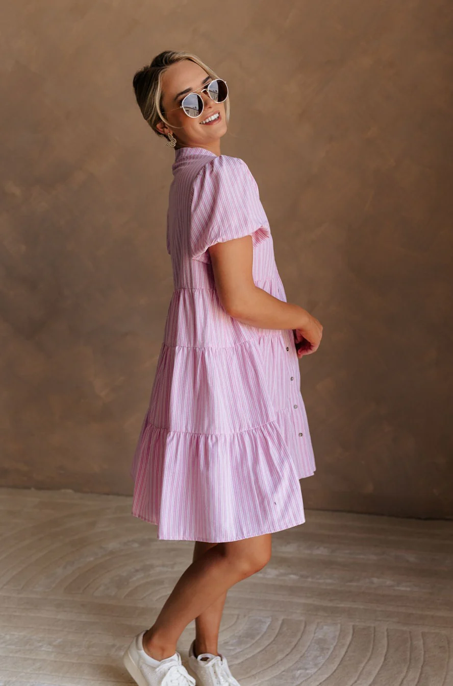 Cameron Pink & White Striped Dress - Image 8