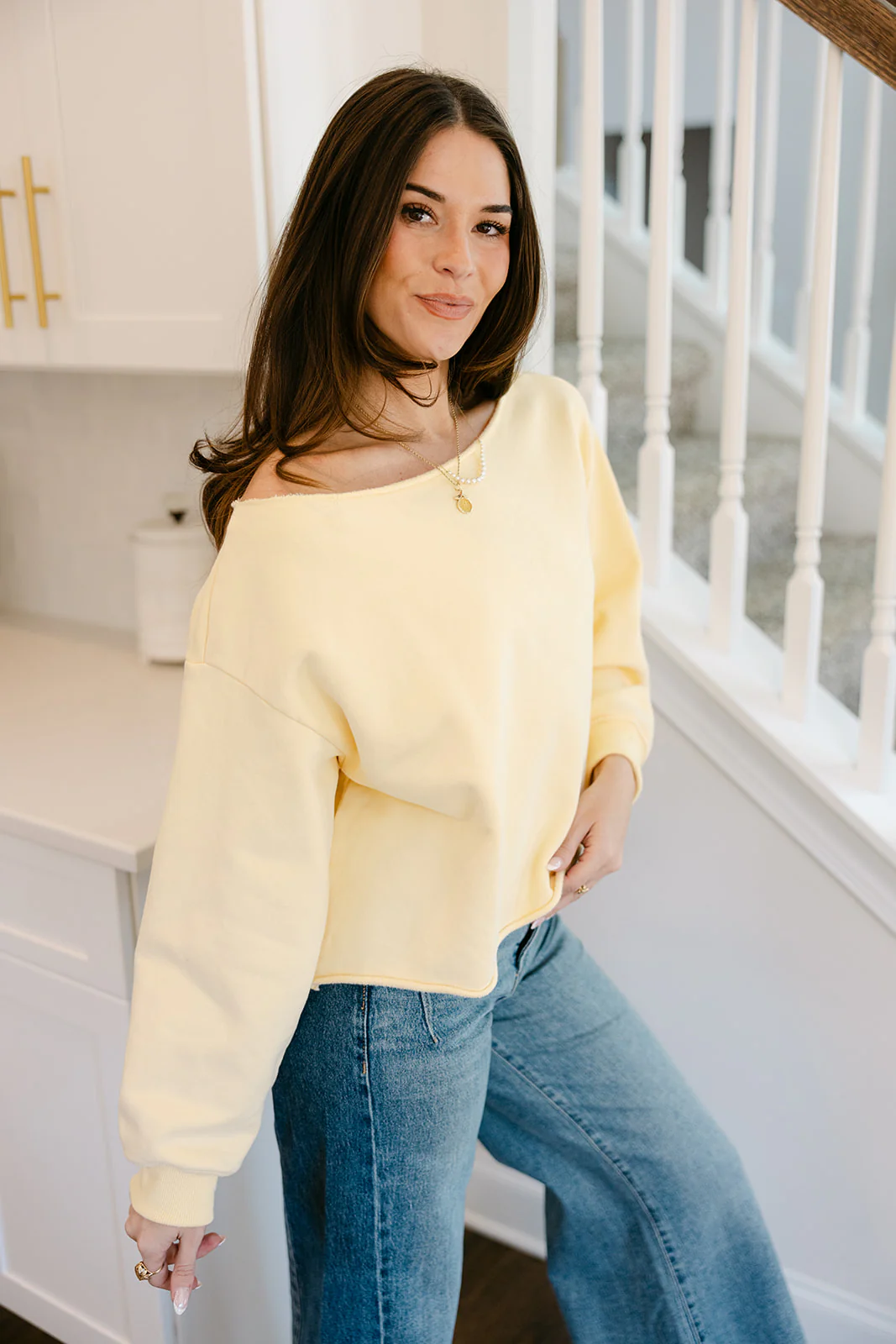 Camila Soft Yellow Scoop Neck Pullover - Image 3