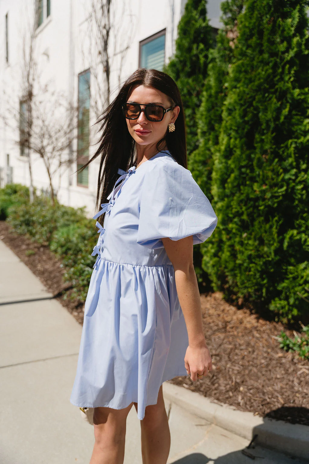 Camille Blue Bows Mini Dress - Image 8