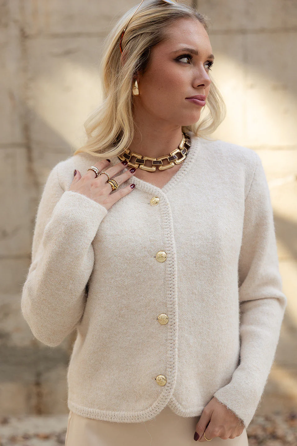 Camille Brown Leather & Gold Chain Necklace