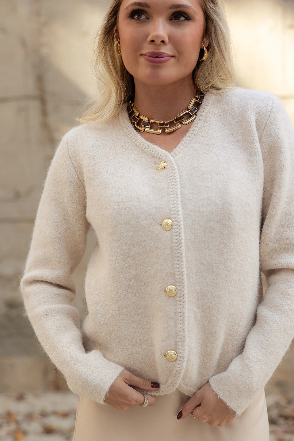 Camille Brown Leather & Gold Chain Necklace - Image 2