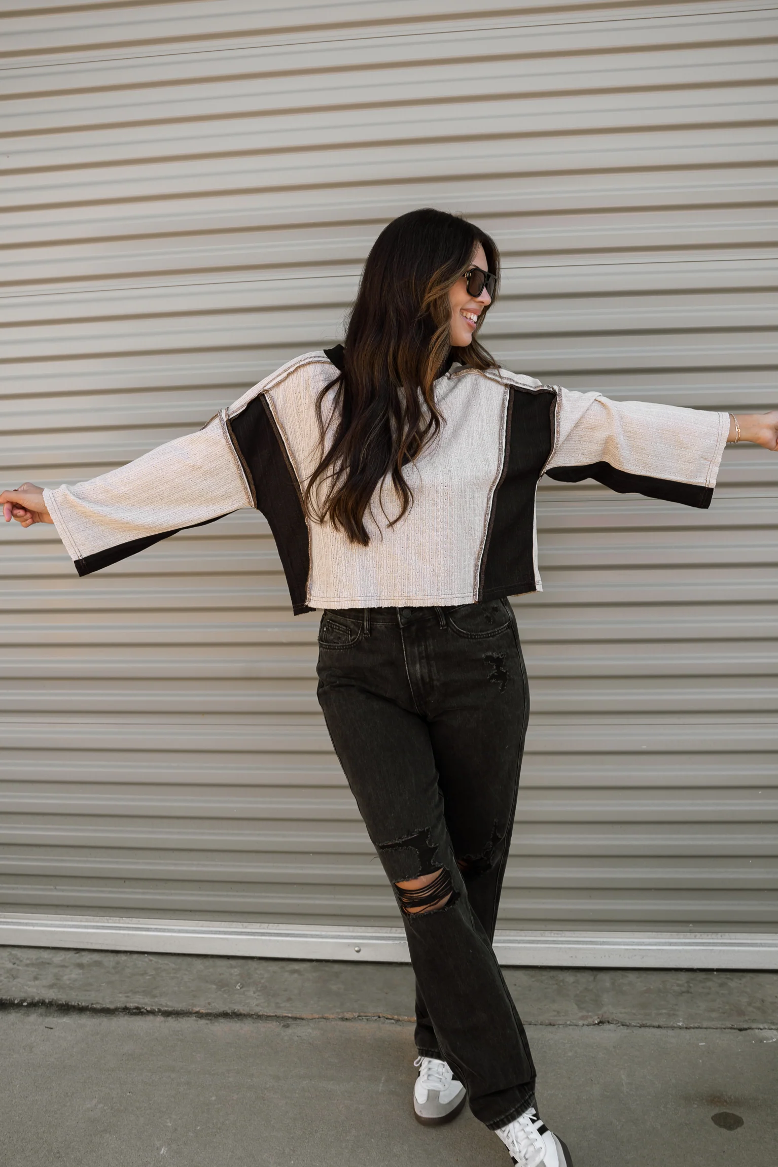 Cammie Cream & Black Color Block Top - Image 3