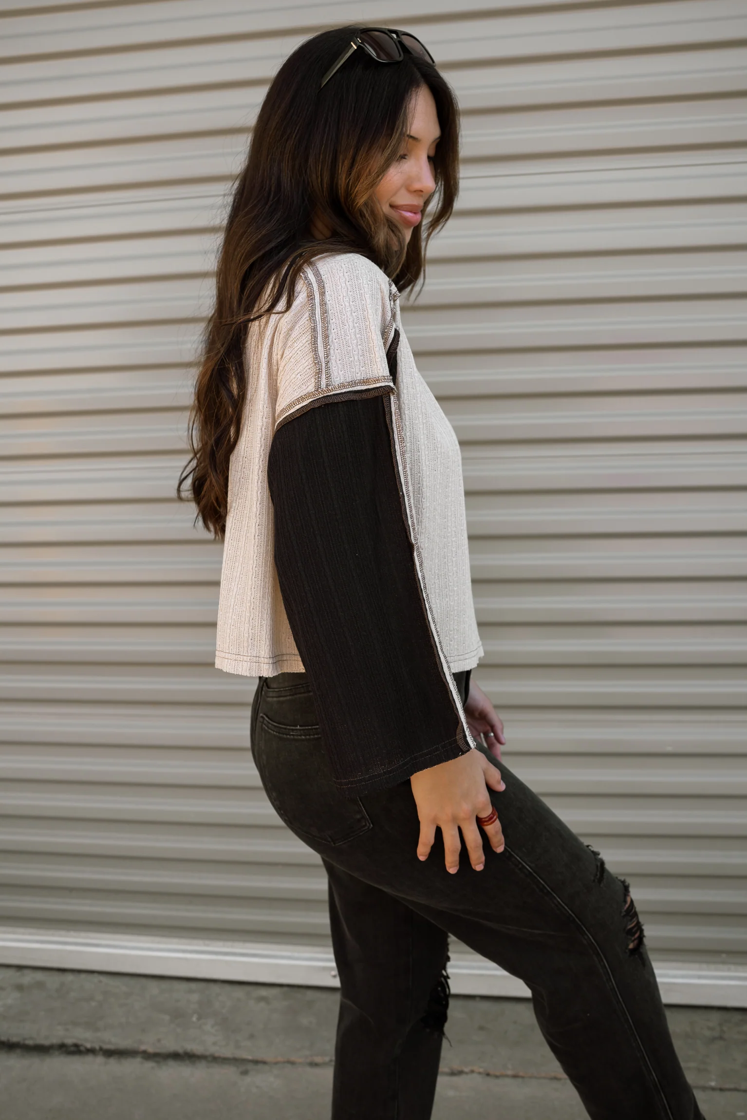 Cammie Cream & Black Color Block Top - Image 4
