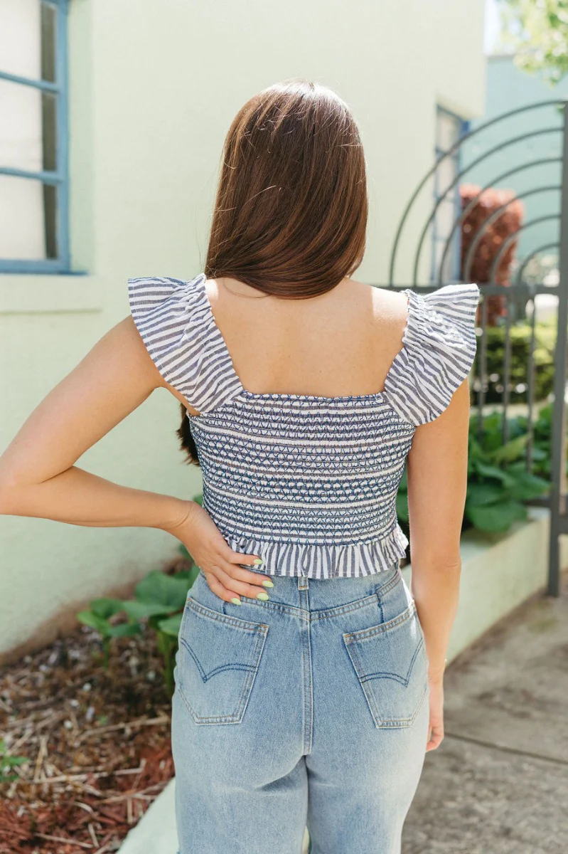 Capri Blue and White Stripe Tank - Image 5