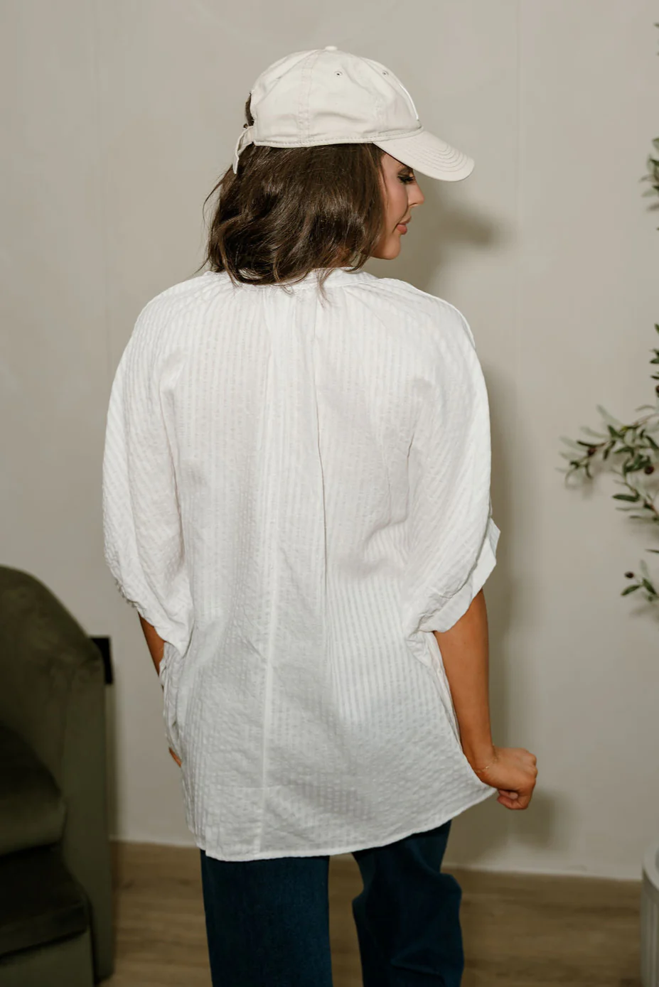 Carla White Stripe Short Sleeve Top - Image 8