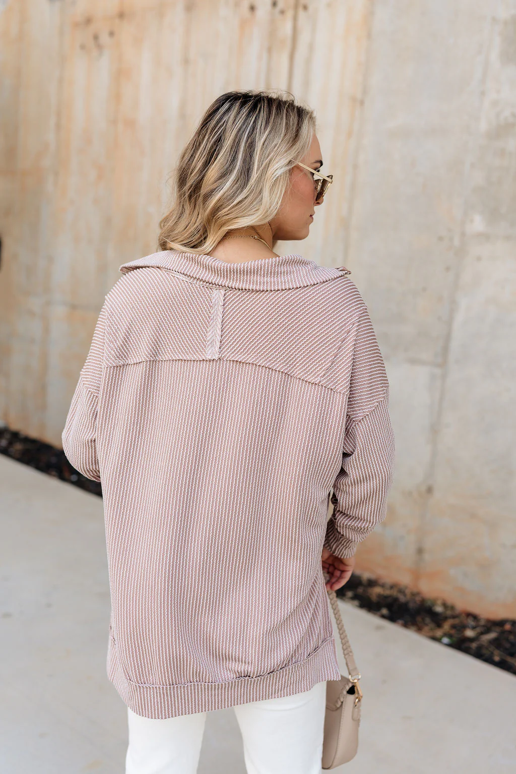 Carly Taupe Quarter-Zip Top - Image 2