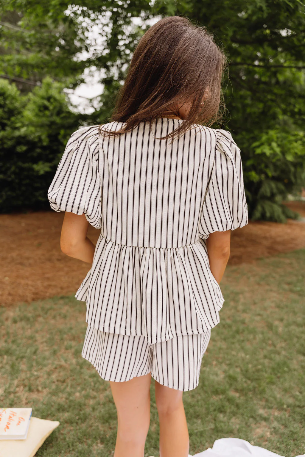 Carly White & Black Striped Tie-Front Top - Image 8