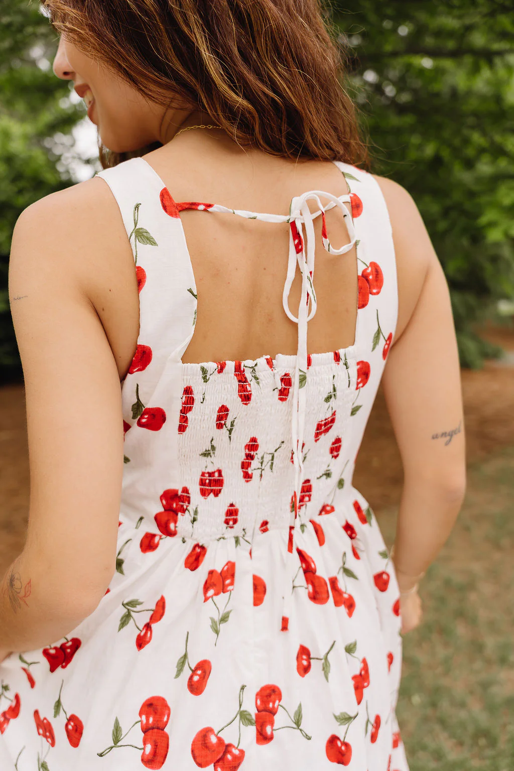 Carmella White Cherry Print Midi Dress - Image 9