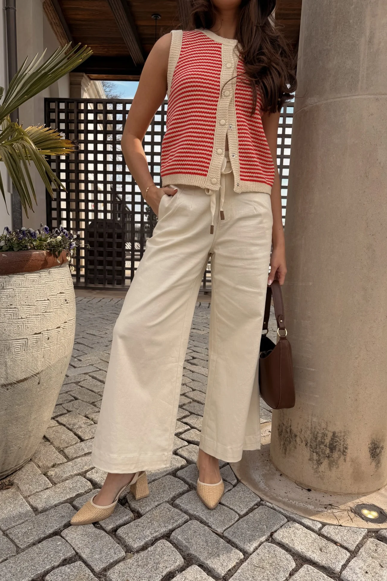 Carmen Ecru Tie Waist Pants - Image 3