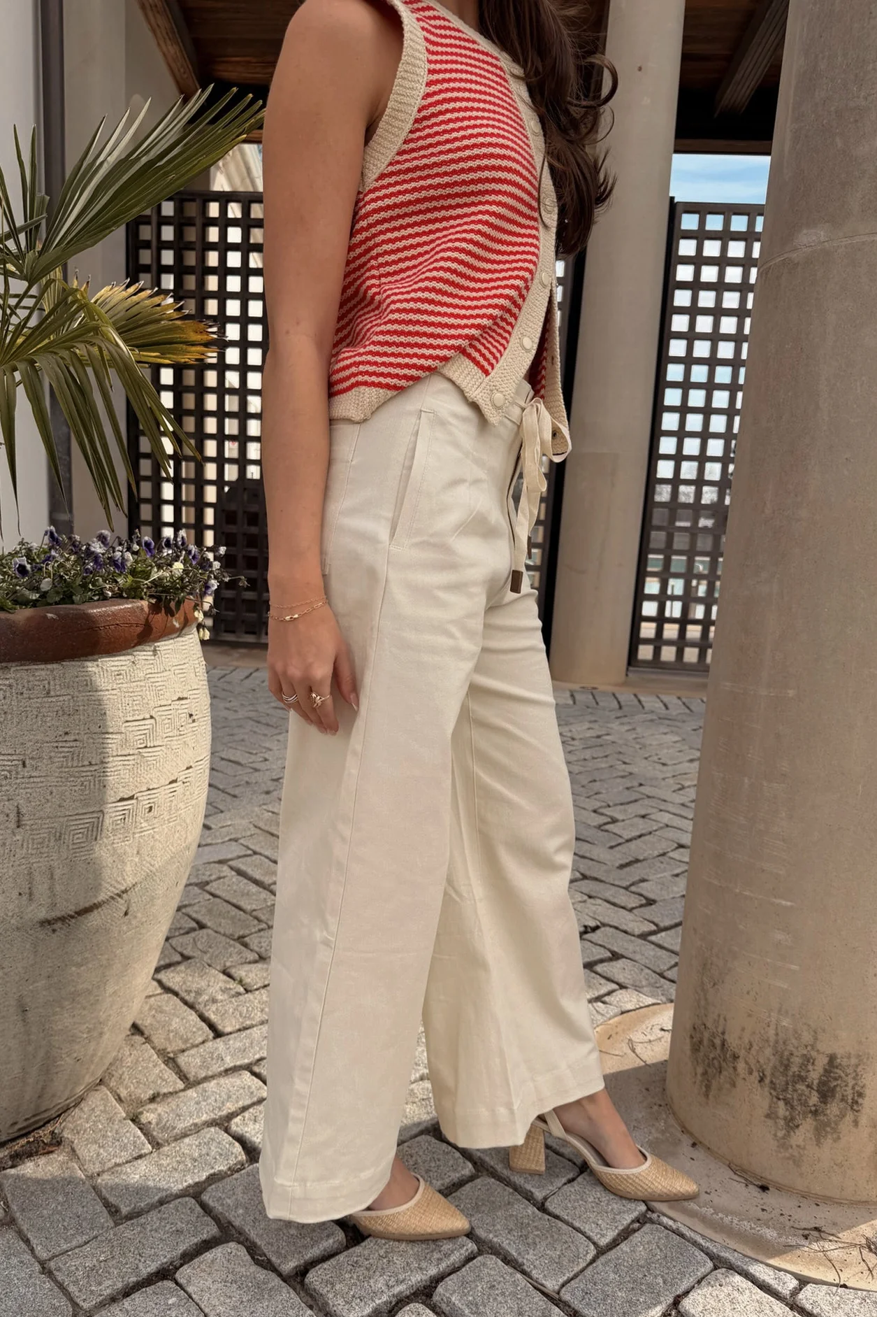 Carmen Ecru Tie Waist Pants - Image 6