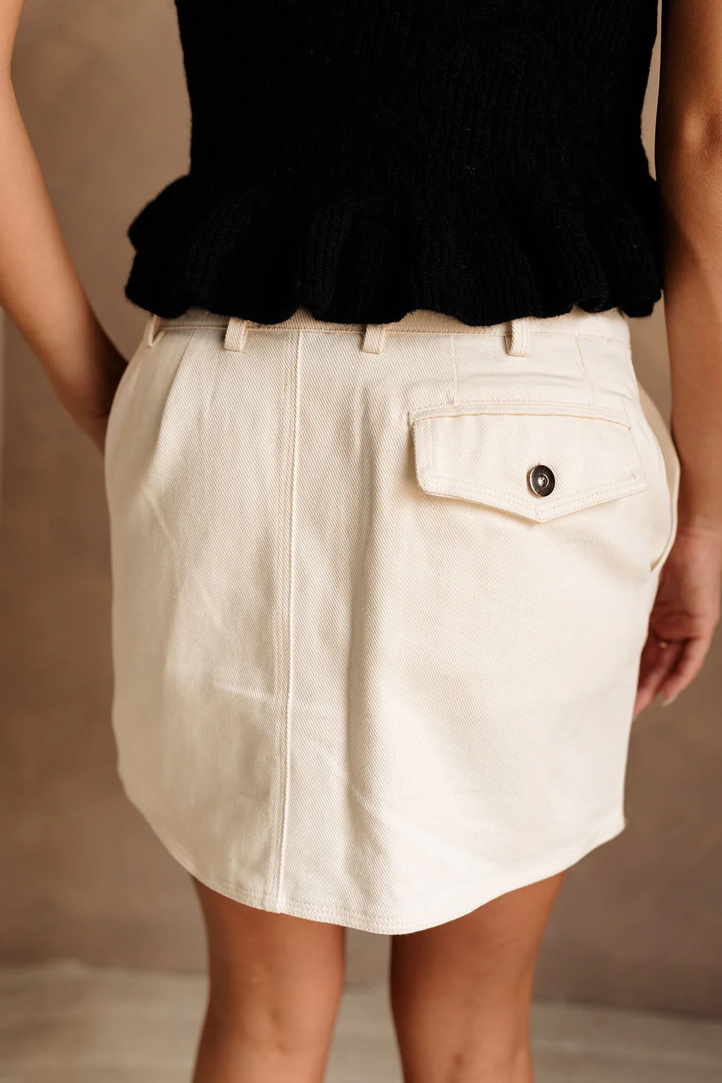 Carolyn Cream Denim Mini Skirt - Image 11