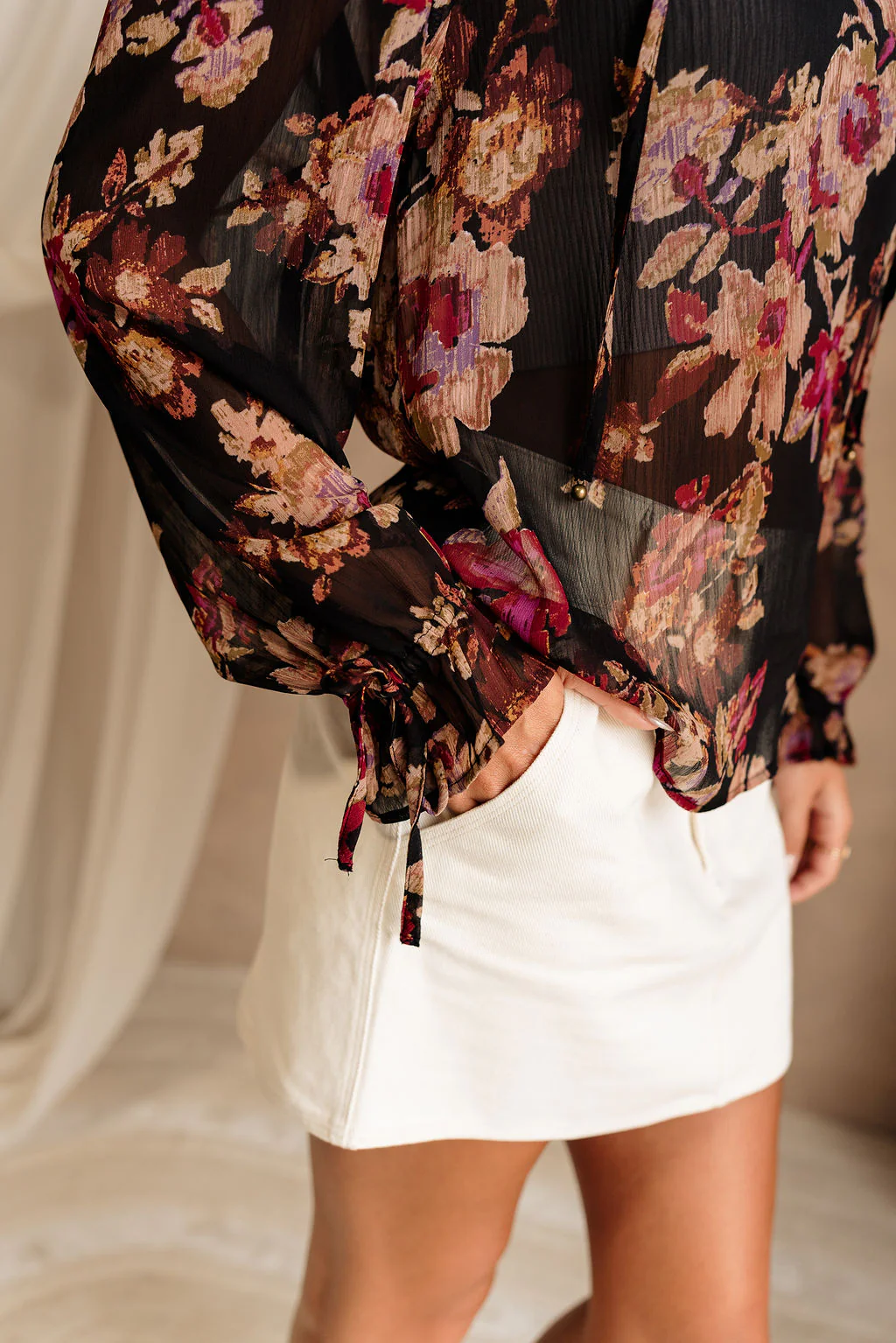 Carolyn Cream Denim Mini Skirt - Image 4