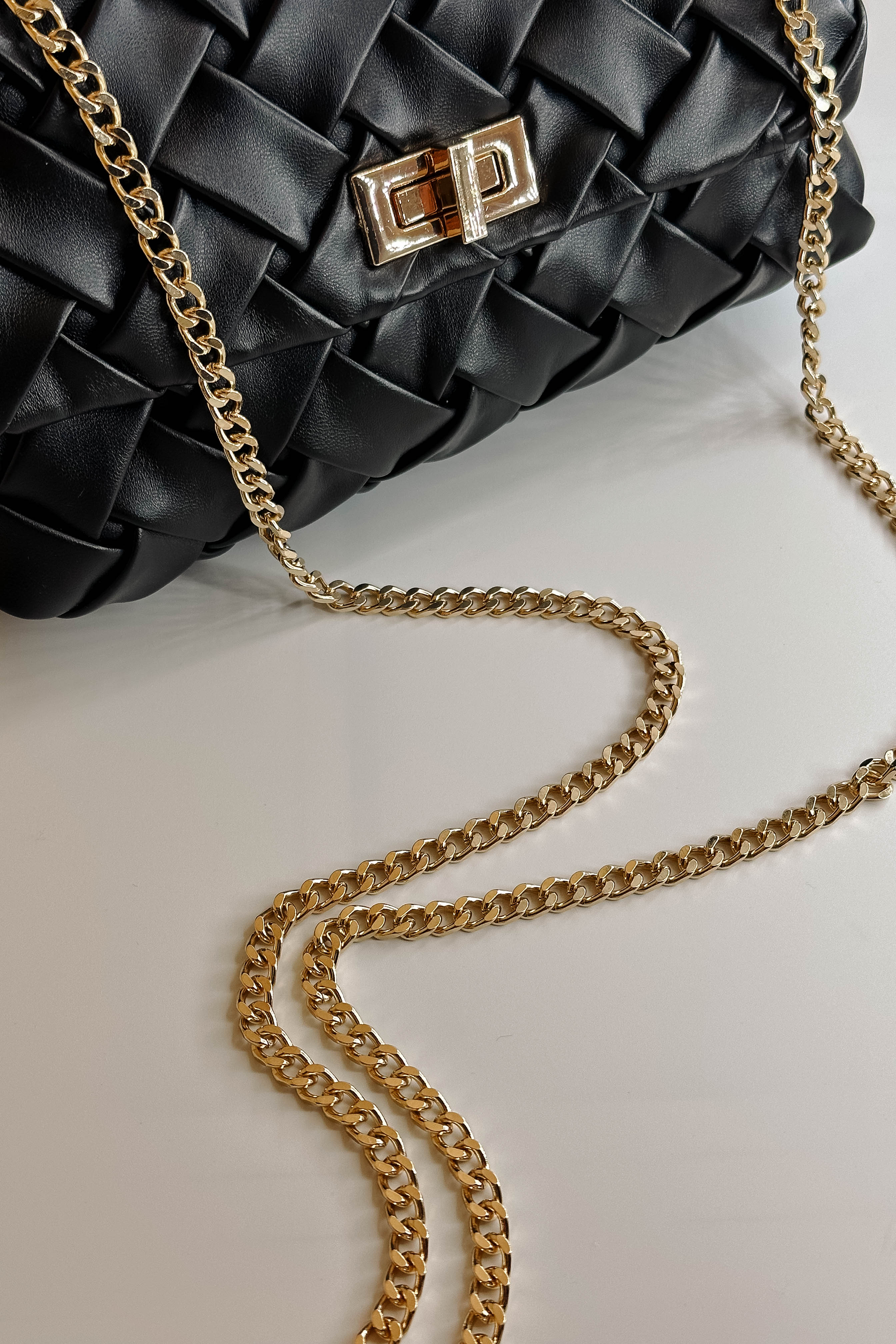 Carrie Black Leather Woven Purse - Image 5