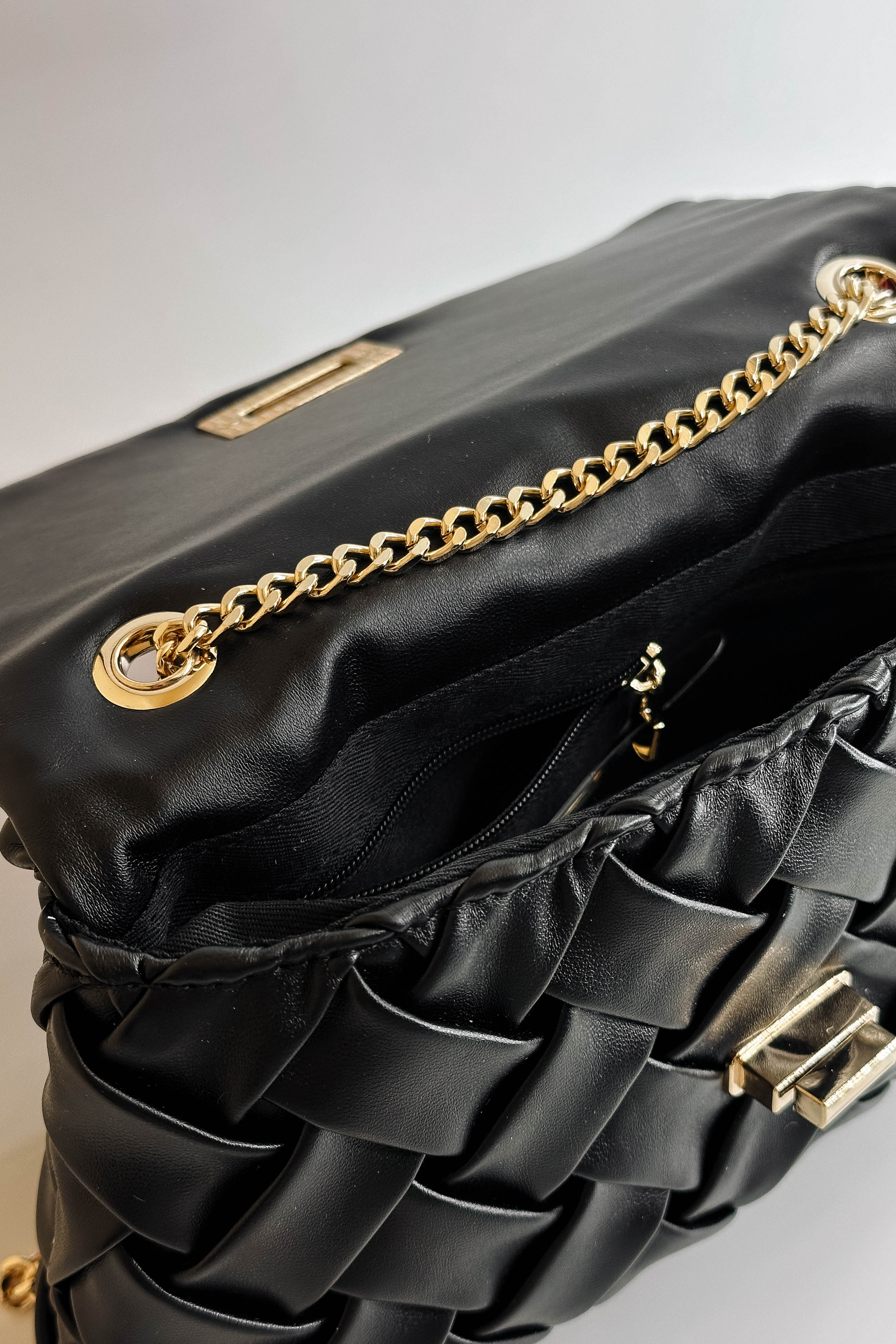 Carrie Black Leather Woven Purse - Image 6