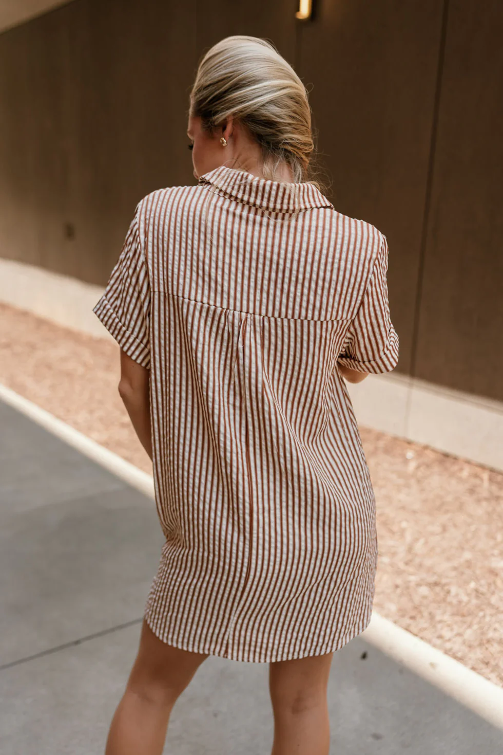 Carrie Brown & Cream Striped Mini Dress - Image 8