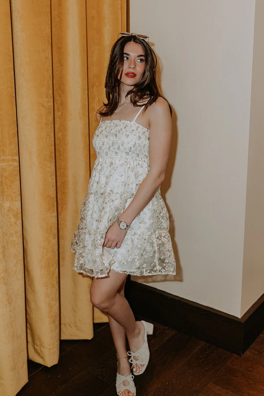 Angelica Cream Floral Mini Dress - Image 2