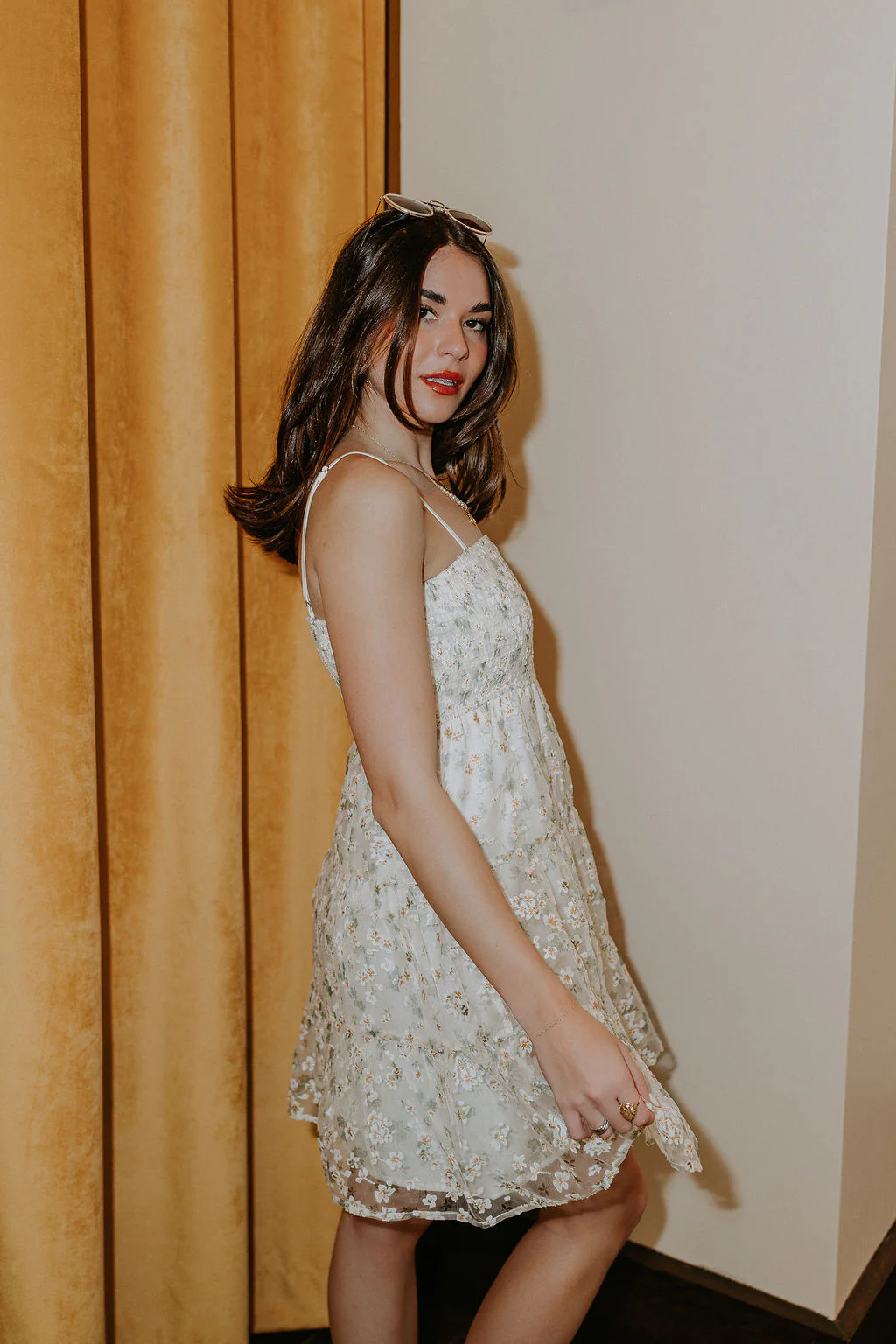 Angelica Cream Floral Mini Dress - Image 3