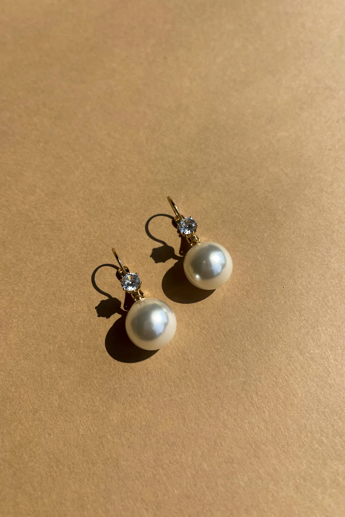 Celeste Gold Rhinestone & Pearl Scoop Earring - Image 3