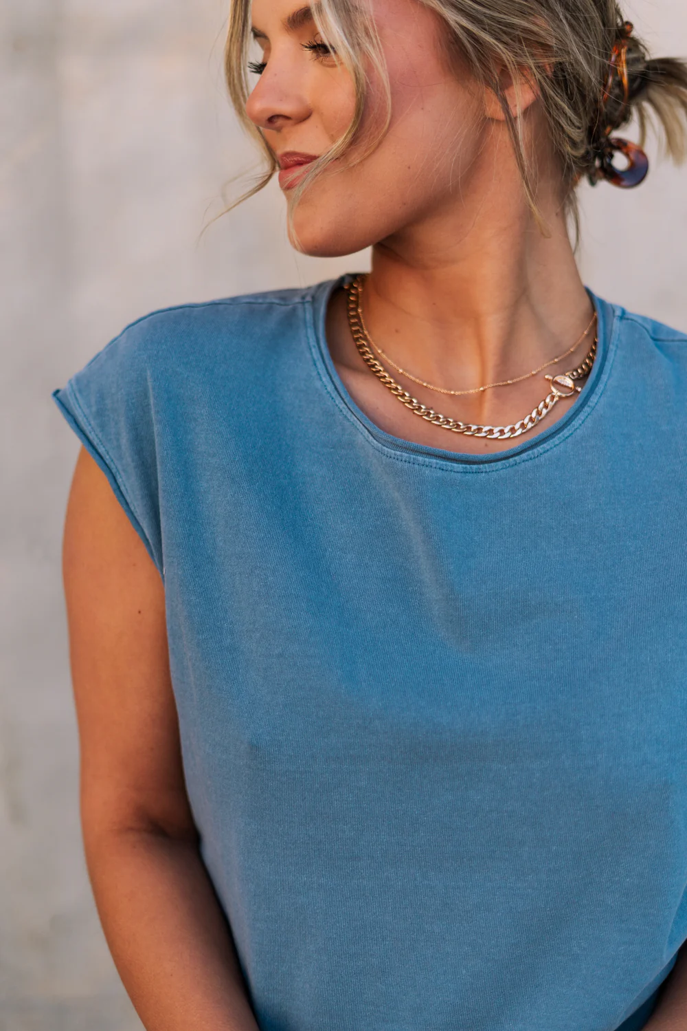 Celia Blue Knit Mini Dress - Image 3