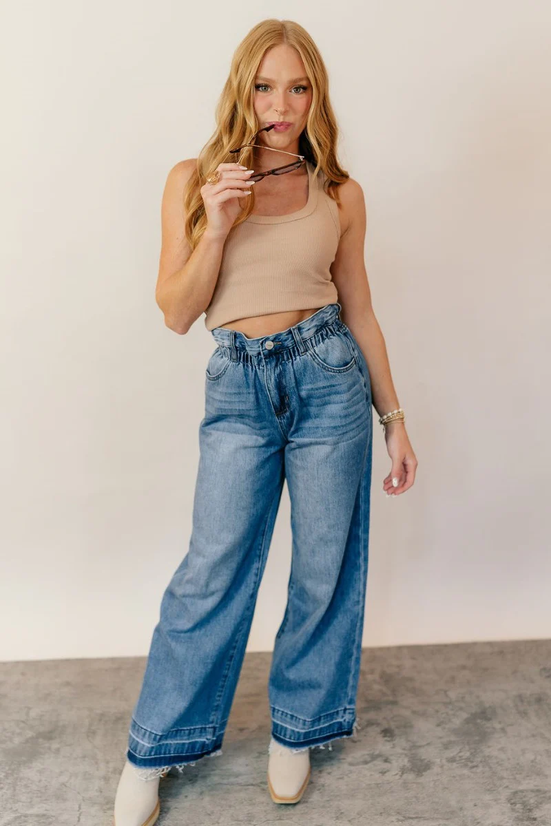 Ceros: Billie Wide Leg Paper Bag Jeans - Image 7