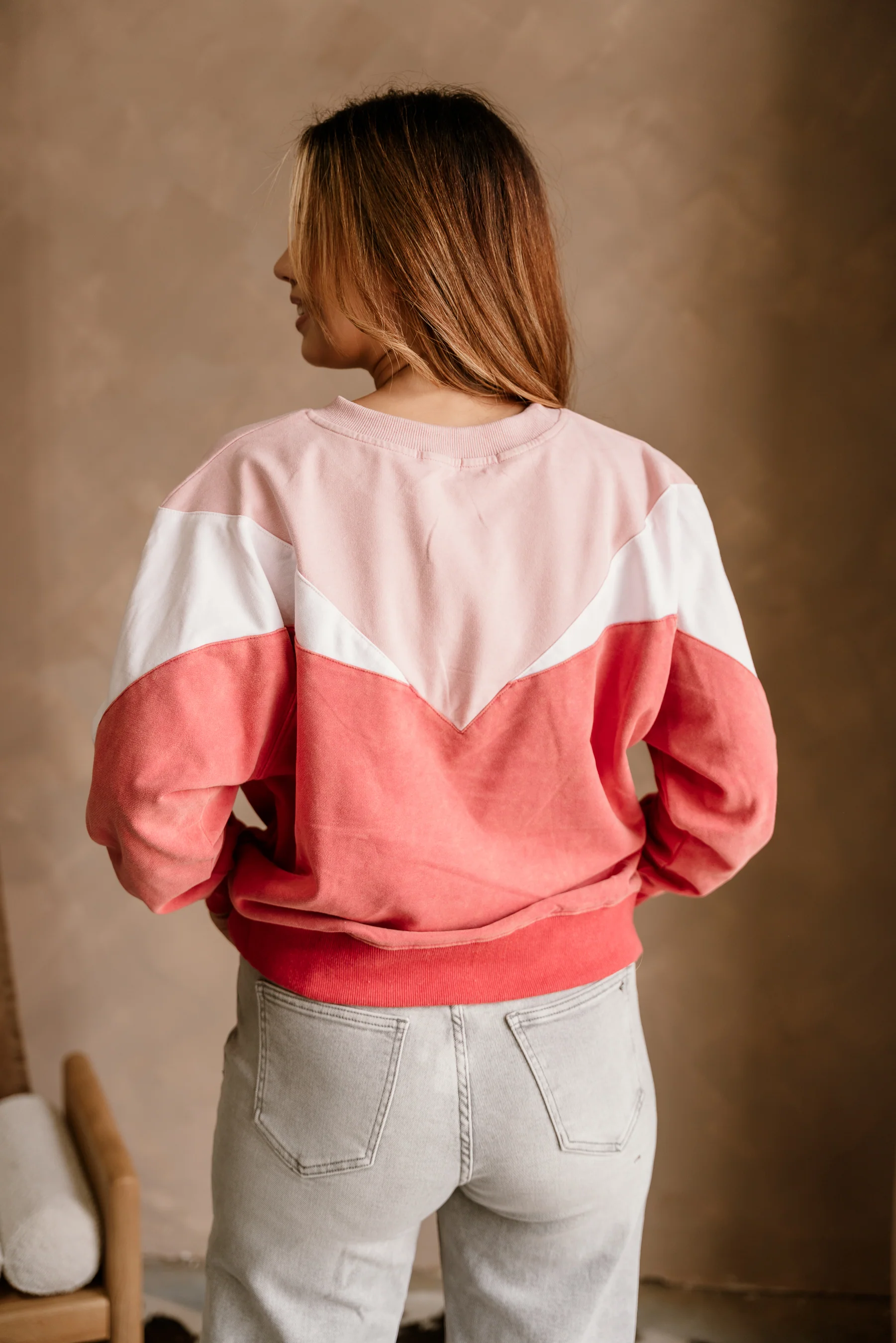 Charlee Red Multi Colorblock Sweatshirt - Image 4