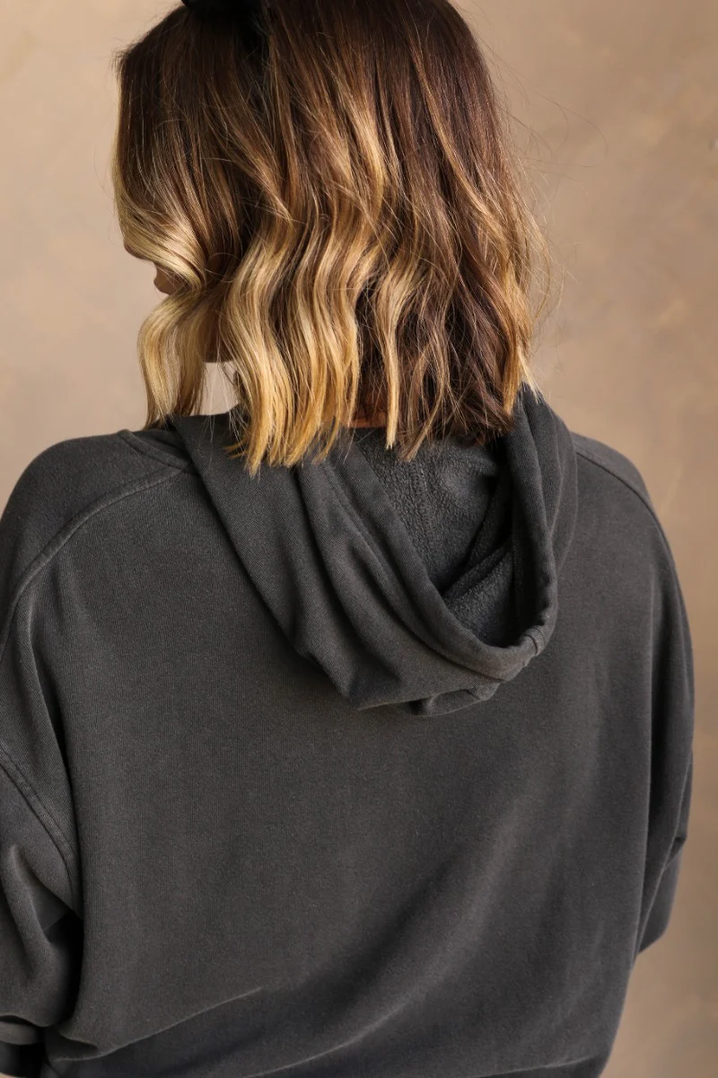 Charlie Black Drawstring Hoodie Sweatshirt - Image 11