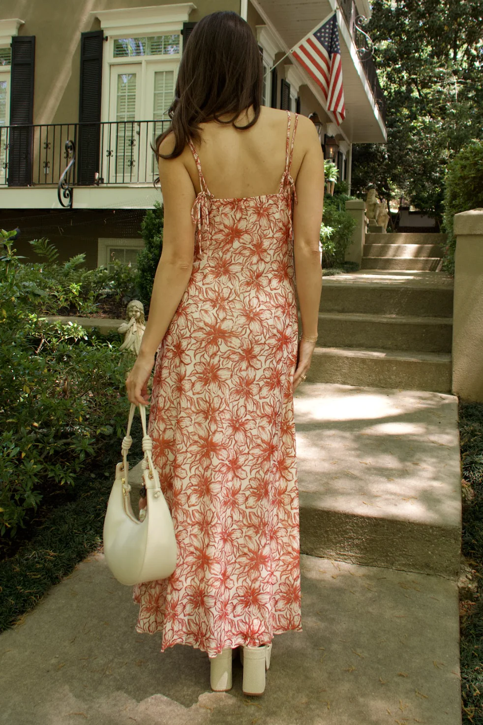 Charlotte Dark Red & Cream Floral Maxi Dress - Image 4