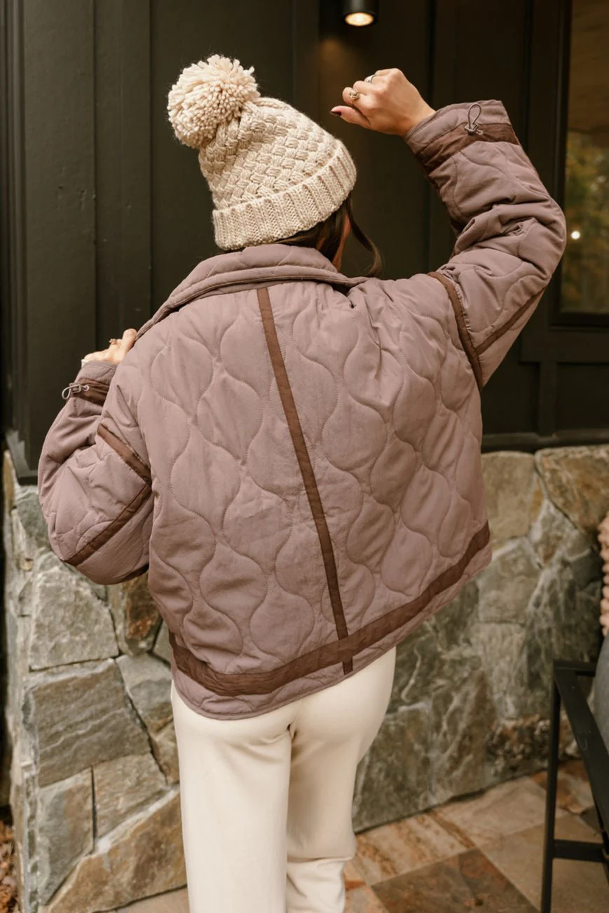 Charlotte Mocha Quilted Puffer Jacket - Image 12