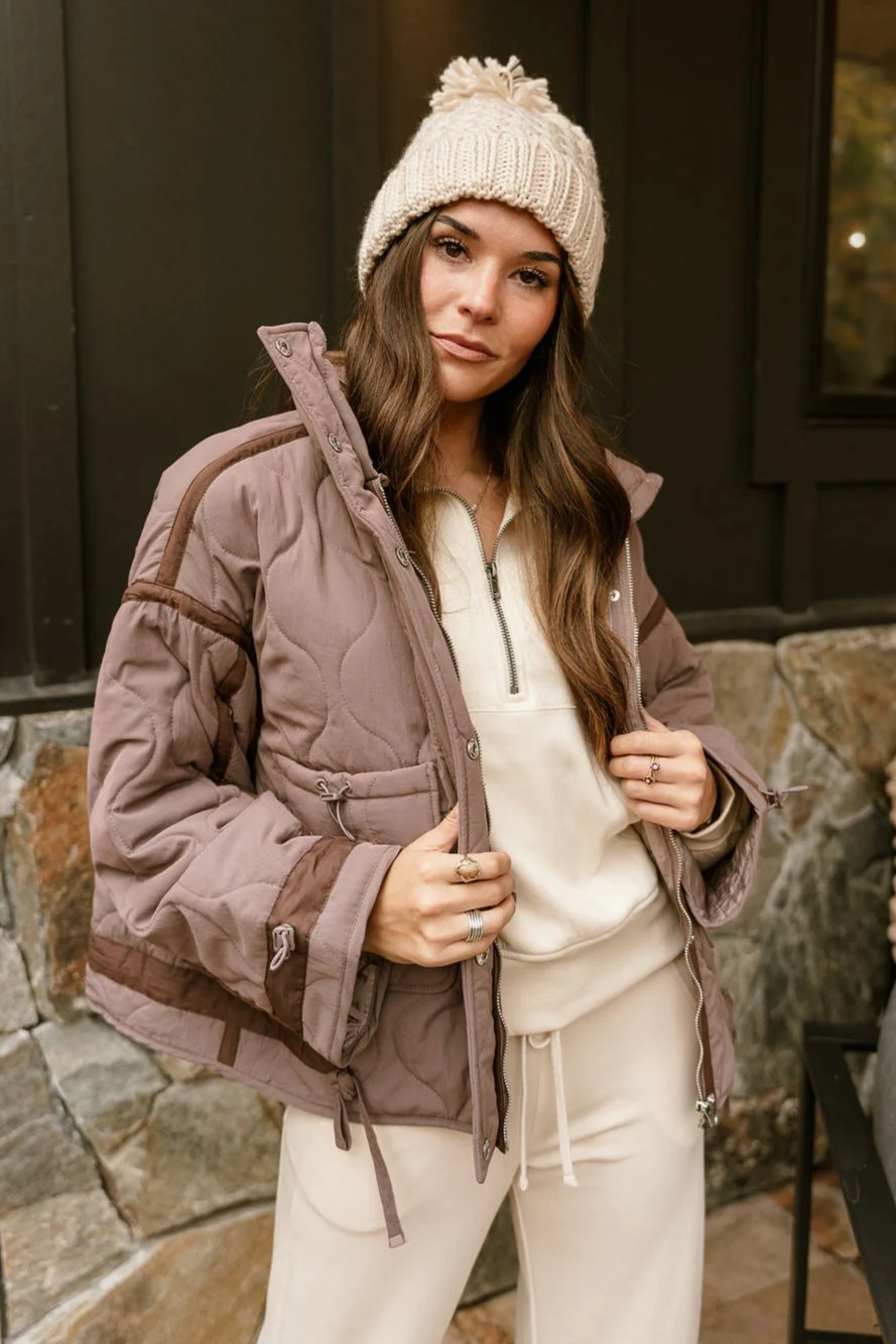 Charlotte Mocha Quilted Puffer Jacket - Image 3