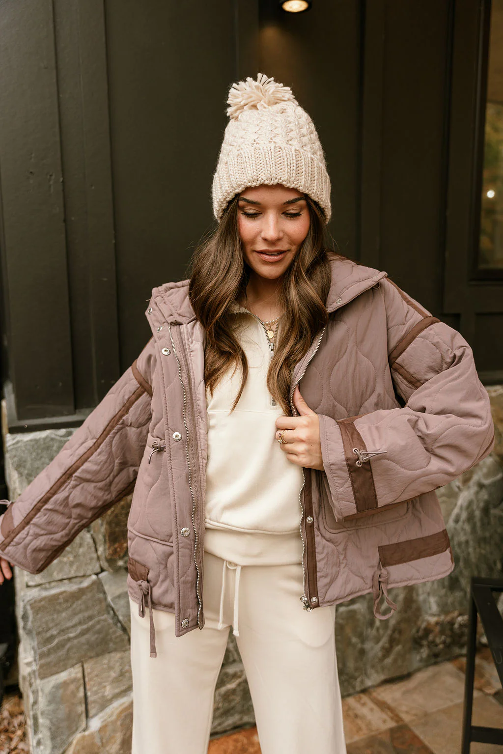 Charlotte Mocha Quilted Puffer Jacket - Image 5